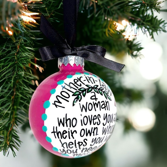 Heartfelt Mother-in-Law Christmas Ornament, Personalized & Hand-Painted Keepsake - Picture 2 of 10